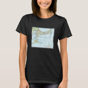 Camiseta Mapa Náutico do Som Nantucket de Vintage 1947