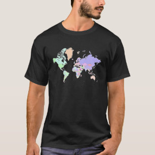 Camiseta Mapa negro da internacionalização dos países do mu