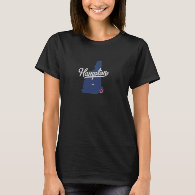 Camiseta Mapa NH de Hampton New Hampshire (Frente)