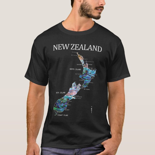 CAMISETA MAPA NOVA ZEALAND KIWI (Frente)