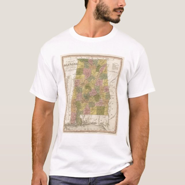 Camiseta Mapa novo de Alabama 2 (Frente)