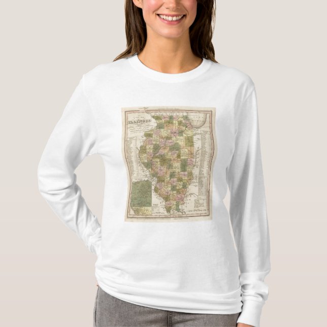 Camiseta Mapa novo de Illinois 2 (Frente)