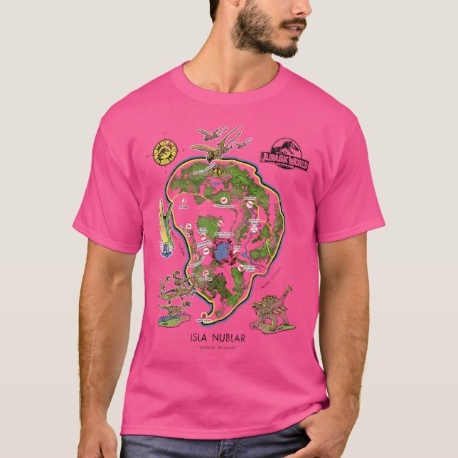Camiseta Mapa Nublar da Ilha do Mundo Jurássico (Frente)