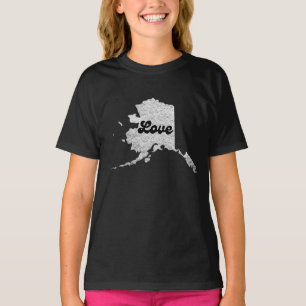 Camiseta Mapa Orgulhoso do Amor do Estado Alask Mapa Rochos