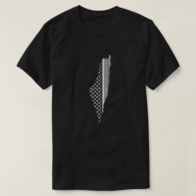 Camiseta mapa palestino com padrão tradicional (Frente do Design)
