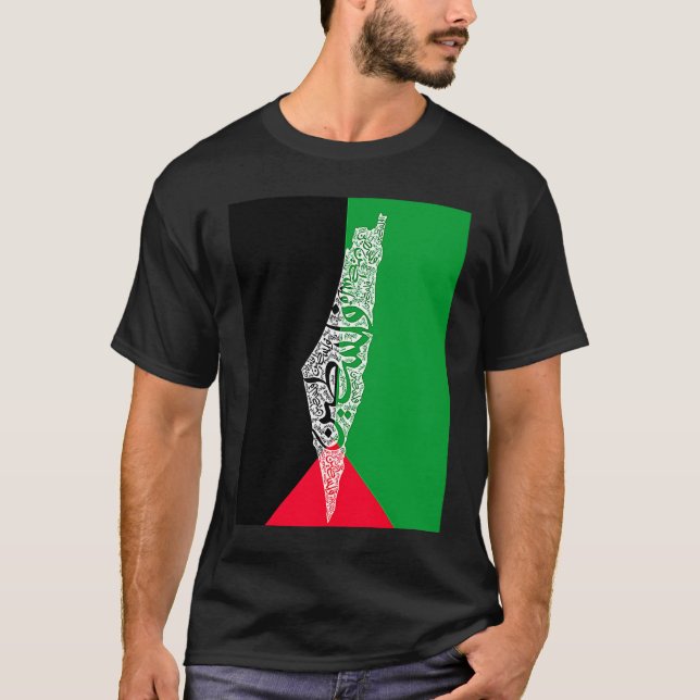 Camiseta mapa palestino e bandeira (Frente)