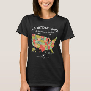 Camiseta Mapa Parques Nacionais Mulheres Homens Ca
