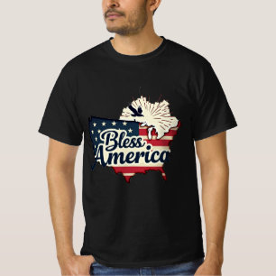 Camiseta Mapa Patriótico Americano de Bandeira EUA