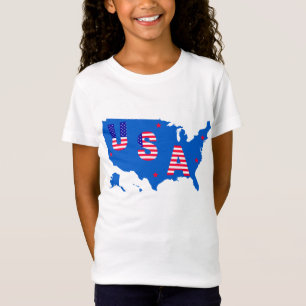 Camiseta Mapa Patriótico Americano/Estrelas e Stripes de B