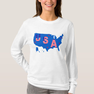 Camiseta Mapa Patriótico Americano/Estrelas e Stripes de B