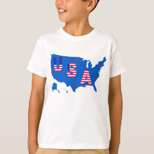 Camiseta Mapa Patriótico Americano/Estrelas e Stripes de B