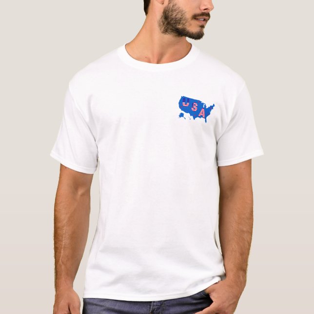 Camiseta Mapa Patriótico Americano/Estrelas e Stripes de Ba (Frente)