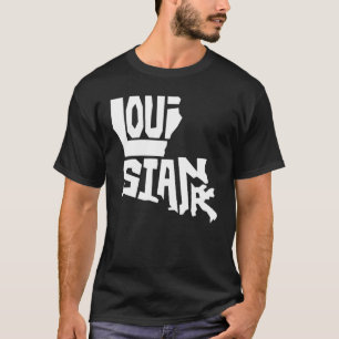 Camiseta Mapa Patriótico do Estado de Luisiana em Texto For