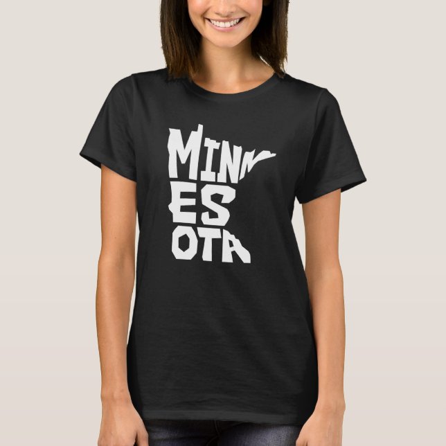 Camiseta Mapa Patriótico do Estado de Minnesota em Forma de (Frente)