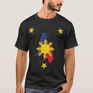 Camiseta Mapa patriótico filipino com Sun & 3 estrelas