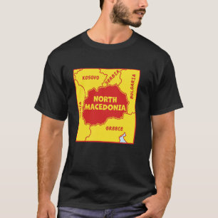 Camiseta Mapa político da Macedônia do Norte em cores de ba