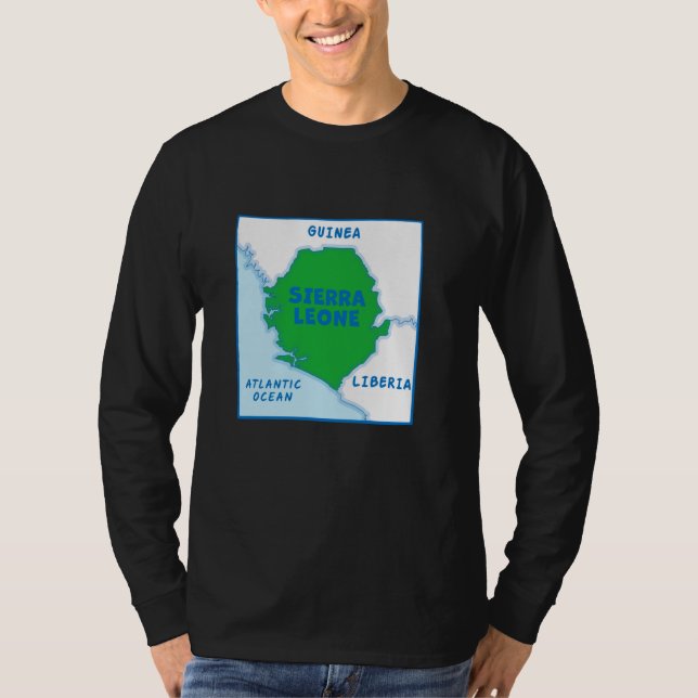 Camiseta Mapa político da Serra Leoa em cores de bandeira,  (Frente)