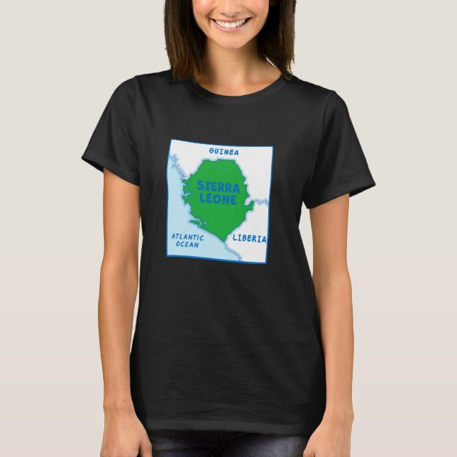 Camiseta Mapa político da Serra Leoa em cores de bandeira,  (Frente)