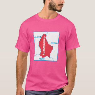 Camiseta Mapa político do Luxemburgo em cores de bandeira.