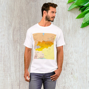 Camiseta Mapa político do Quirguistão e da Ásia Central