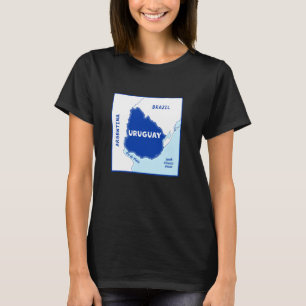 Camiseta Mapa político do Uruguai em cores de bandeira. Viz