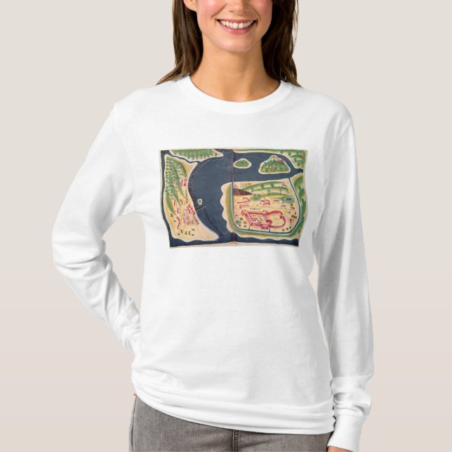 Camiseta Mapa português da exploração de Mombassa (Frente)