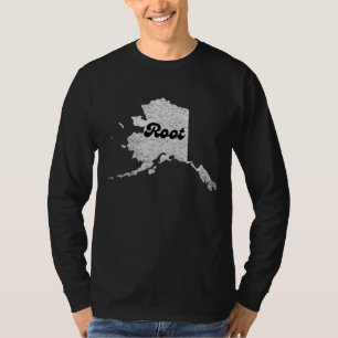 Camiseta Mapa Raiz do Estado de Alask Ortográfico Root Map 