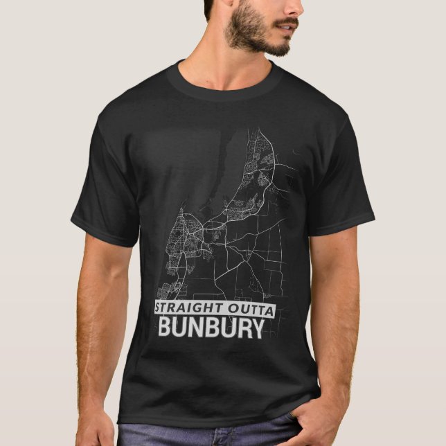Camiseta Mapa reto da cidade de Outta Bunbury (LETRAS (Frente)