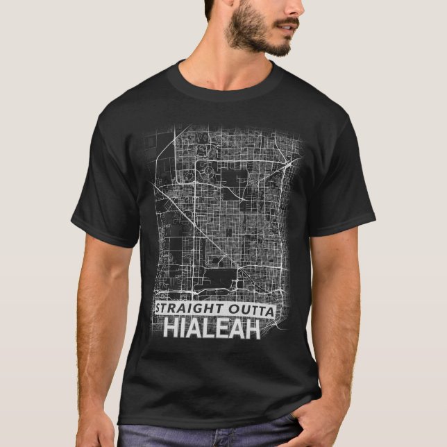 Camiseta Mapa reto da cidade de Outta Hialeah (LETRAS (Frente)