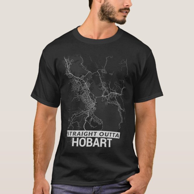 Camiseta Mapa reto da cidade de Outta Hobart (LETRAS (Frente)