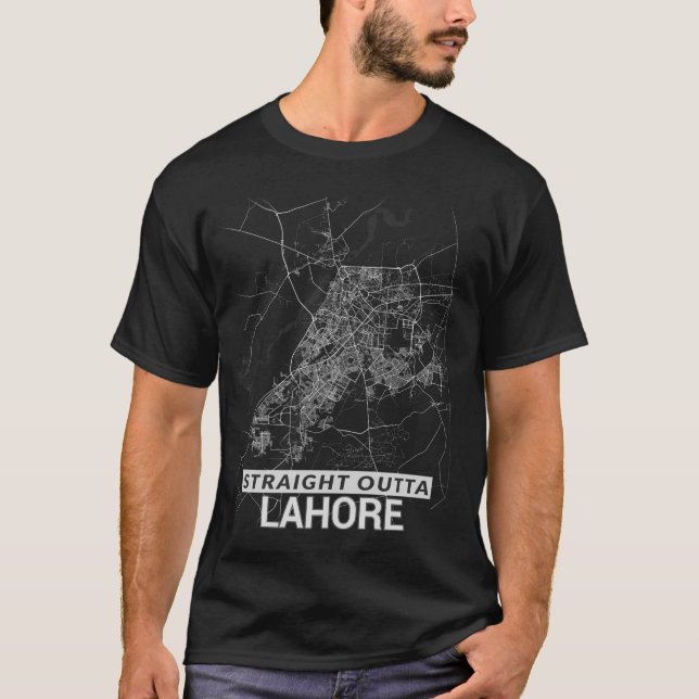 Camiseta Mapa reto da cidade de Outta Lahore (LETRAS (Frente)