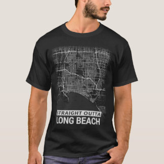 Camiseta Mapa reto da cidade de Outta Long Beach (LETRAS