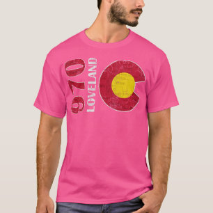 Camiseta Mapa Retro Fade de Loveland Colorado 970