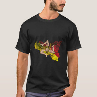 Camiseta Mapa Siciliano E Bandeira Souvenir - Sicília Em Di