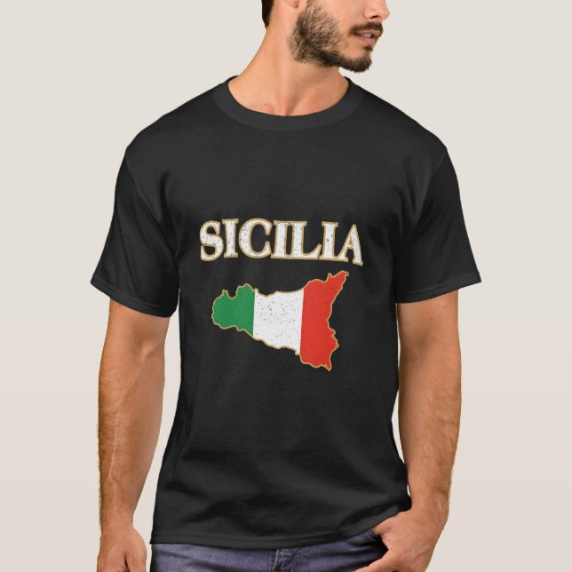 Camiseta Mapa Siciliano Italiano (Frente)