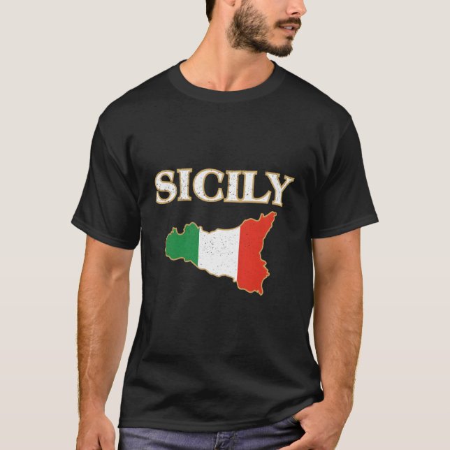 Camiseta Mapa Siciliano Italiano (Frente)