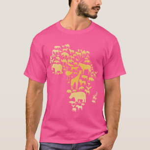 Camiseta Mapa Silhueta Animal África Menina Africana