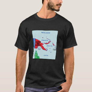 Camiseta mapa simplificado de localização colorida de Papua