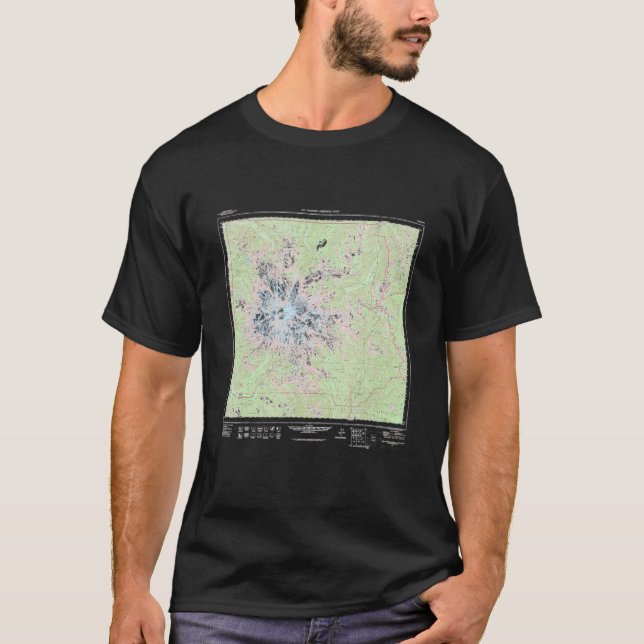 Camiseta Mapa Topográfico do Parque Nacional Monte Rainier (Frente)