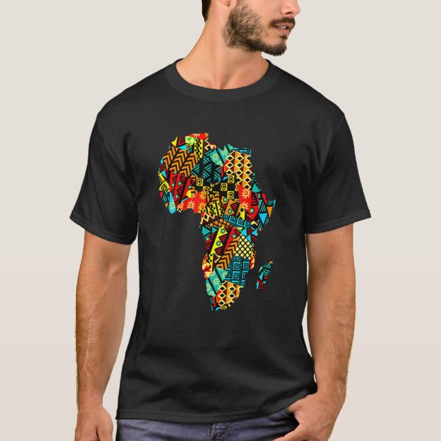 Camiseta Mapa Tribal Africano Continente Para Afro-American (Frente)
