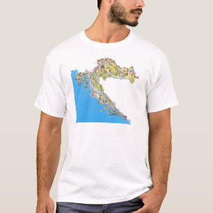Camiseta Mapa turístico de Croatia, mapa do turistička do