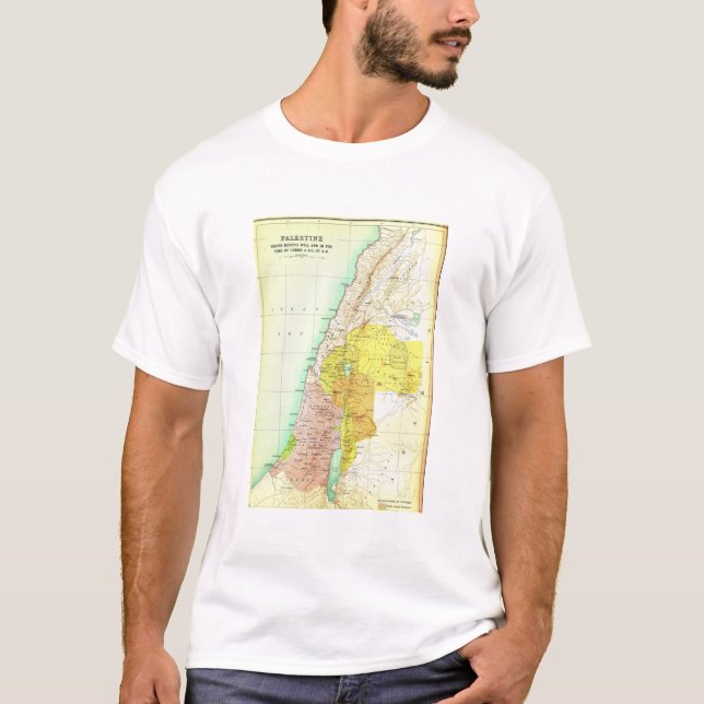 Camiseta Mapa velho de Palestina do cristo 27AD (Frente)