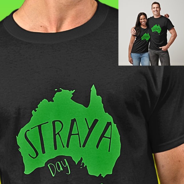 Camiseta Mapa Verde da STRAYA para o Dia da Austrália a Esc (Criador carregado)