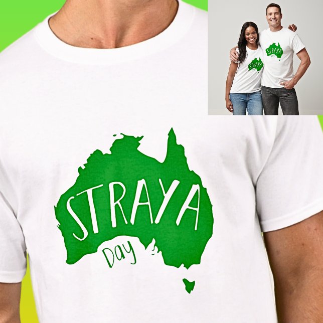 Camiseta Mapa verde da STRAYA para o Dia da Austrália à Luz (Criador carregado)
