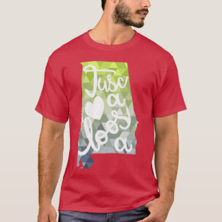 Camiseta Mapa Verde e Azul do Alabama Tuscaloosa