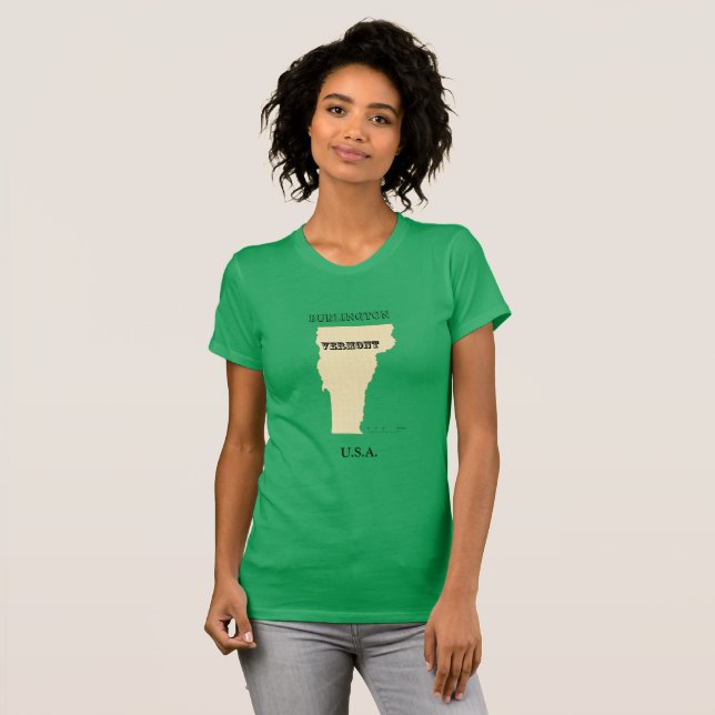 Camiseta - Mapa Vermont com Cidade (Frente Completa)