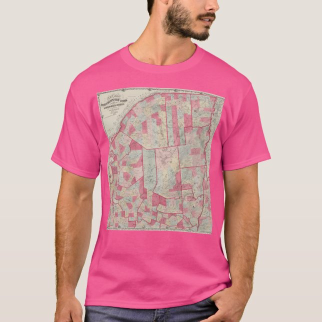 Camiseta Mapa Vintage Das Montanhas Adirondack (1865) Bas (Frente)