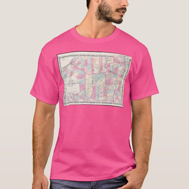 Camiseta Mapa Vintage Das Montanhas Adirondack (1867) Bas (Frente)