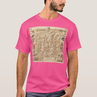 Camiseta Mapa Vintage Das Montanhas Brancas (1937) Baseball
