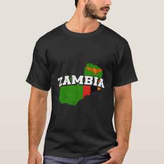 Camiseta Mapa Zâmbia E Bandeira Souvenir Zambiano